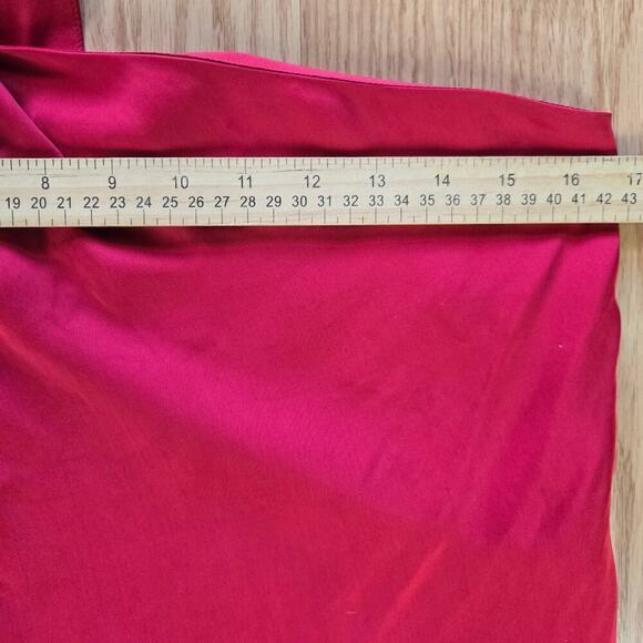 NWT Theory Women One-Shoulder Draped Viscose Silk Blouse S Red Old Money Elegant - Picture 6 of 11